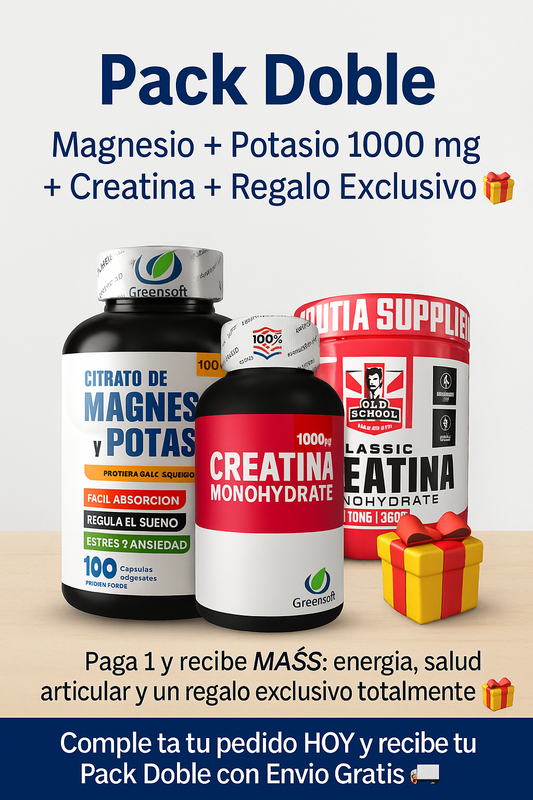 ¡Paga 1 y recibe MÁS! Magnesio + Potasio + Creatina + Regalo Exclusivo 🎁