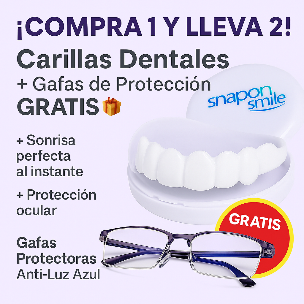 ¡SONRISA PERFECTA AL INSTANTE! Carillas Superior + Inferior + Gafas de Protección GRATIS 🎁