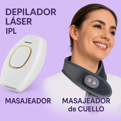 Despídete del vello y disfruta un masaje gratis 💆‍♀️: Depilador láser + masajeador de regalo 🎉
